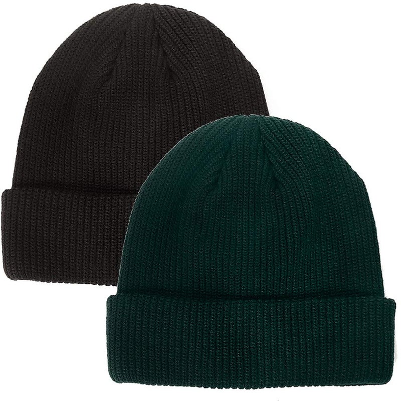 Paladoo Warm Daily Slouchy Beanie Hat Knit Cap for Men and Women (2pack Charcoal/deep Forest) - Image 1